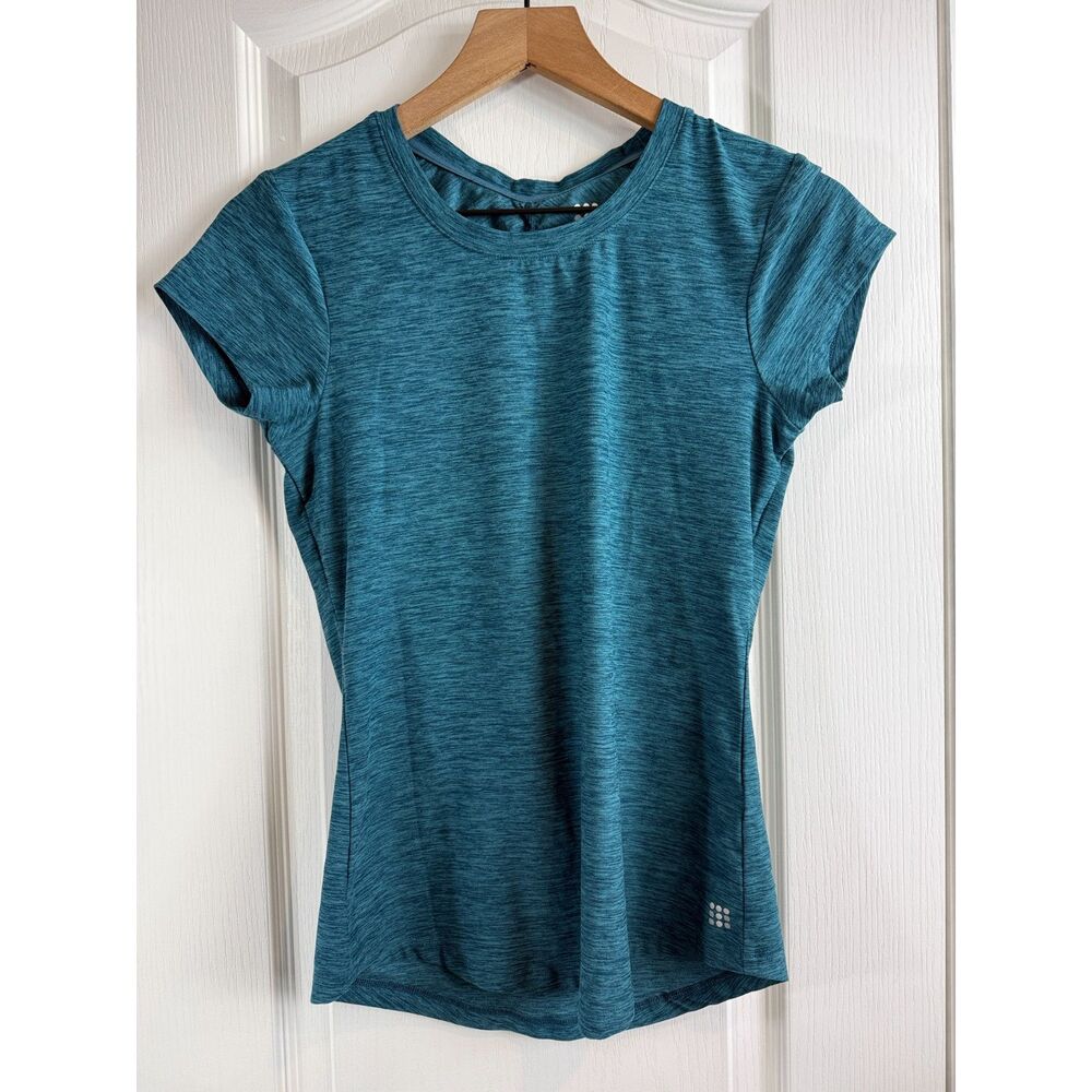 Title Nine Grace Tee Womens XS Teal Buttah LT Ruched Back UPF 50 Active Shirt